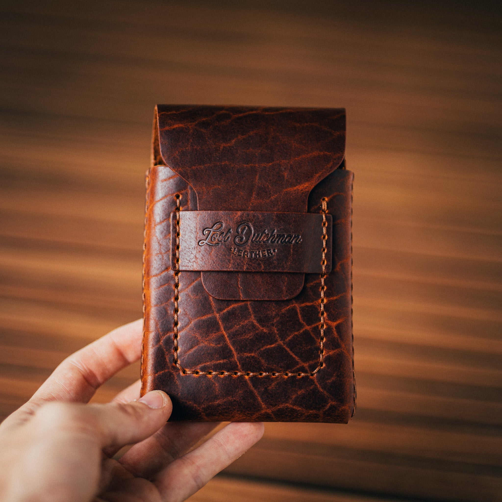 American Bison Huckleberry (Tall) - Lost Dutchman Leather handmade leather wallets