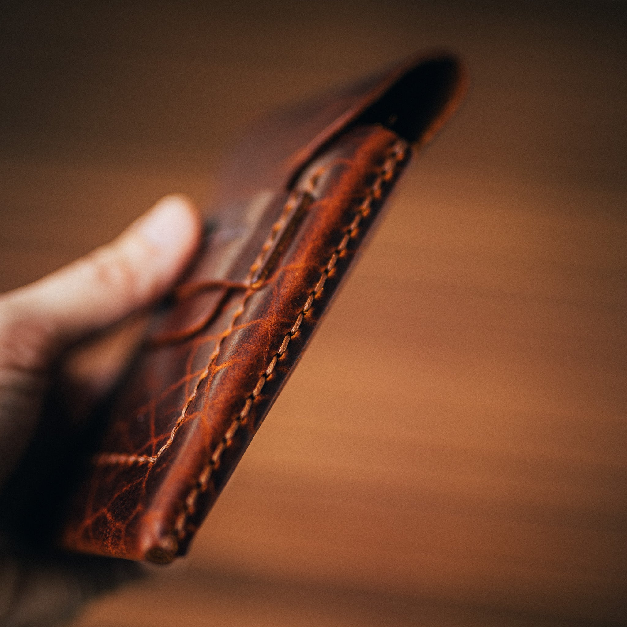 American Bison Huckleberry (Tall) - Lost Dutchman Leather handmade leather wallets