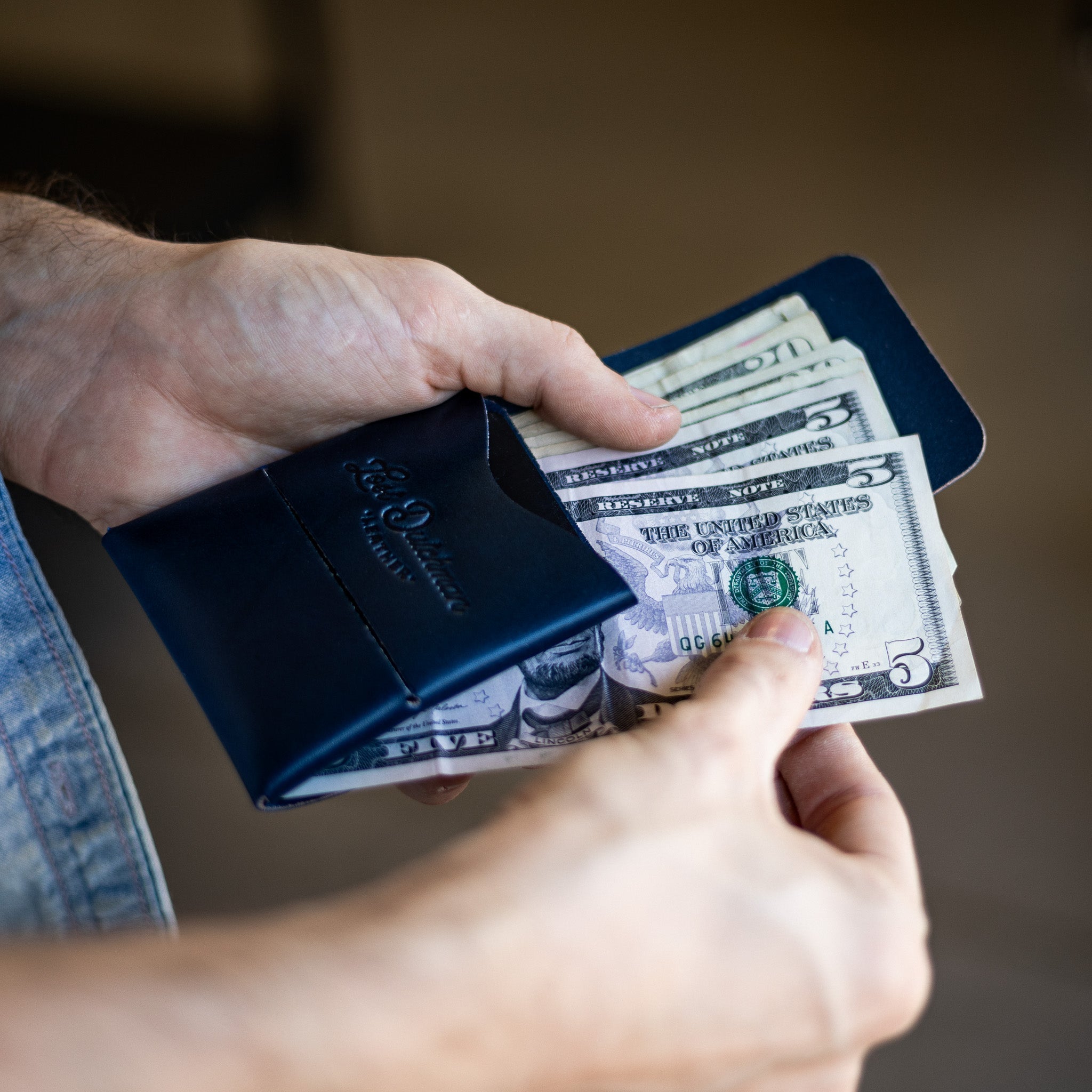 Franklin 2 – Navy - Lost Dutchman Leather handmade leather wallets