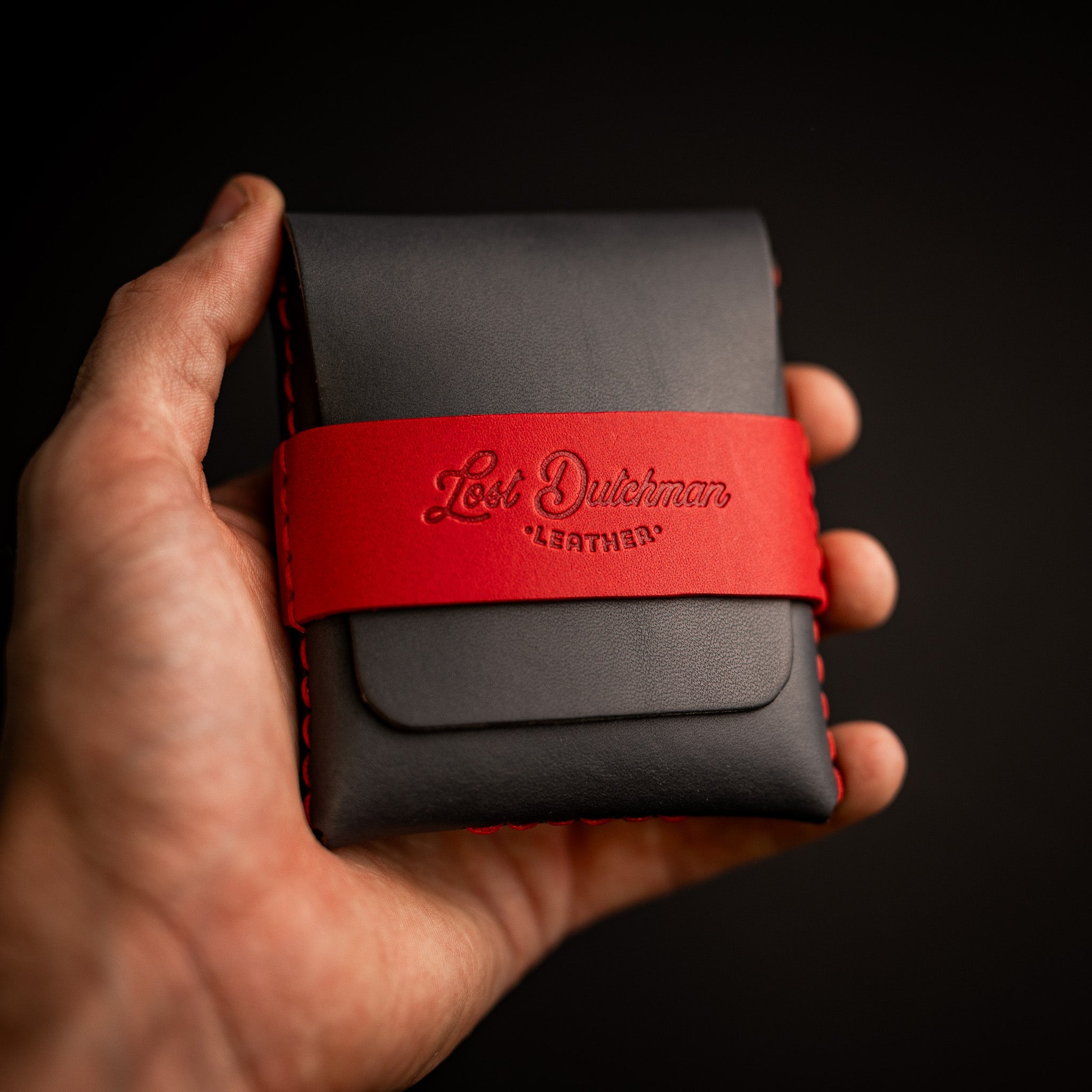 Grey and Red Big Finn - Lost Dutchman Leather handmade leather wallets
