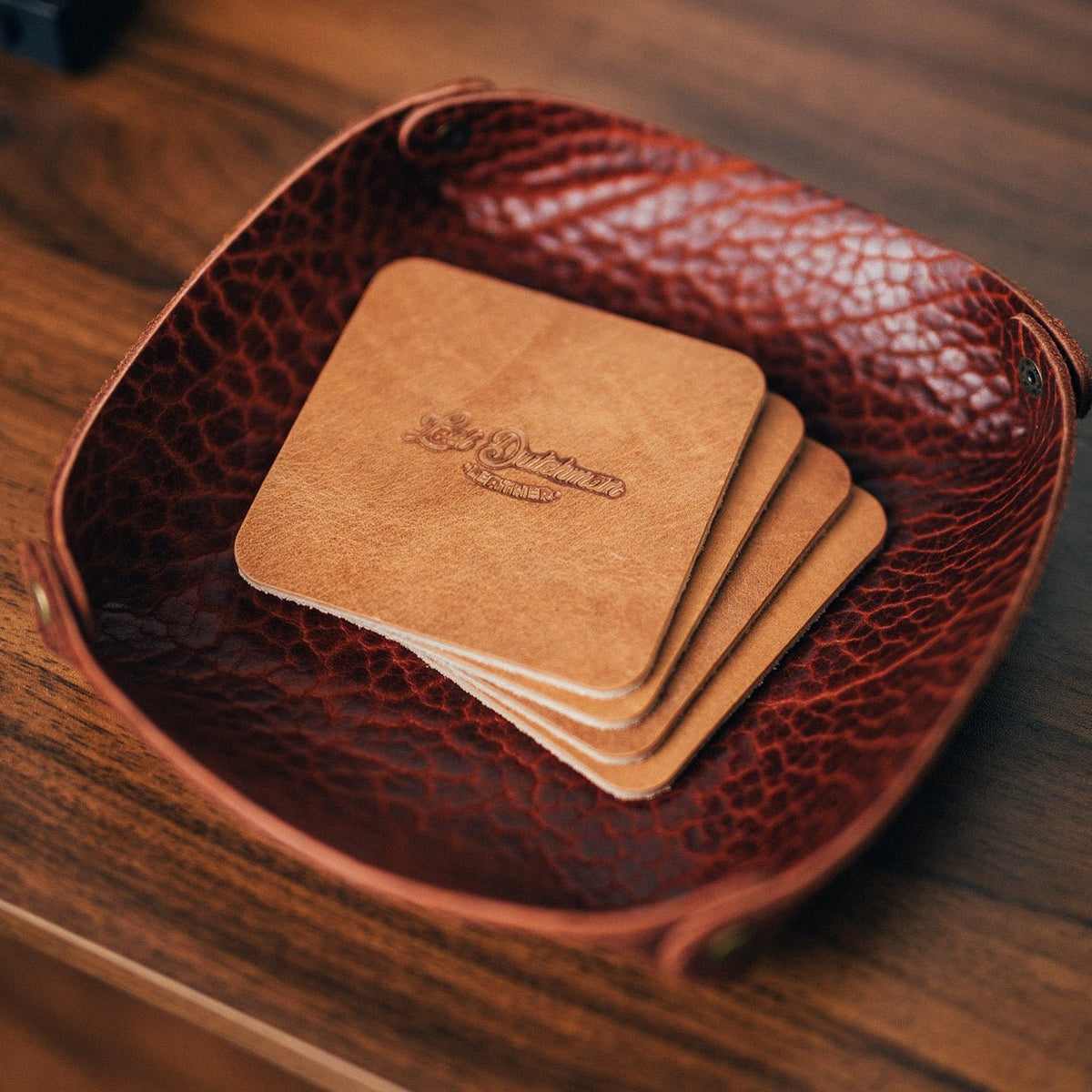Horween Coaster Set - Lost Dutchman Leather handmade leather wallets