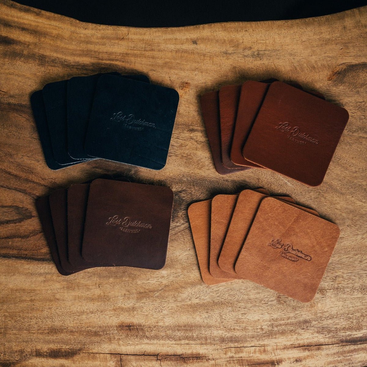 Horween Coaster Set - Lost Dutchman Leather handmade leather wallets