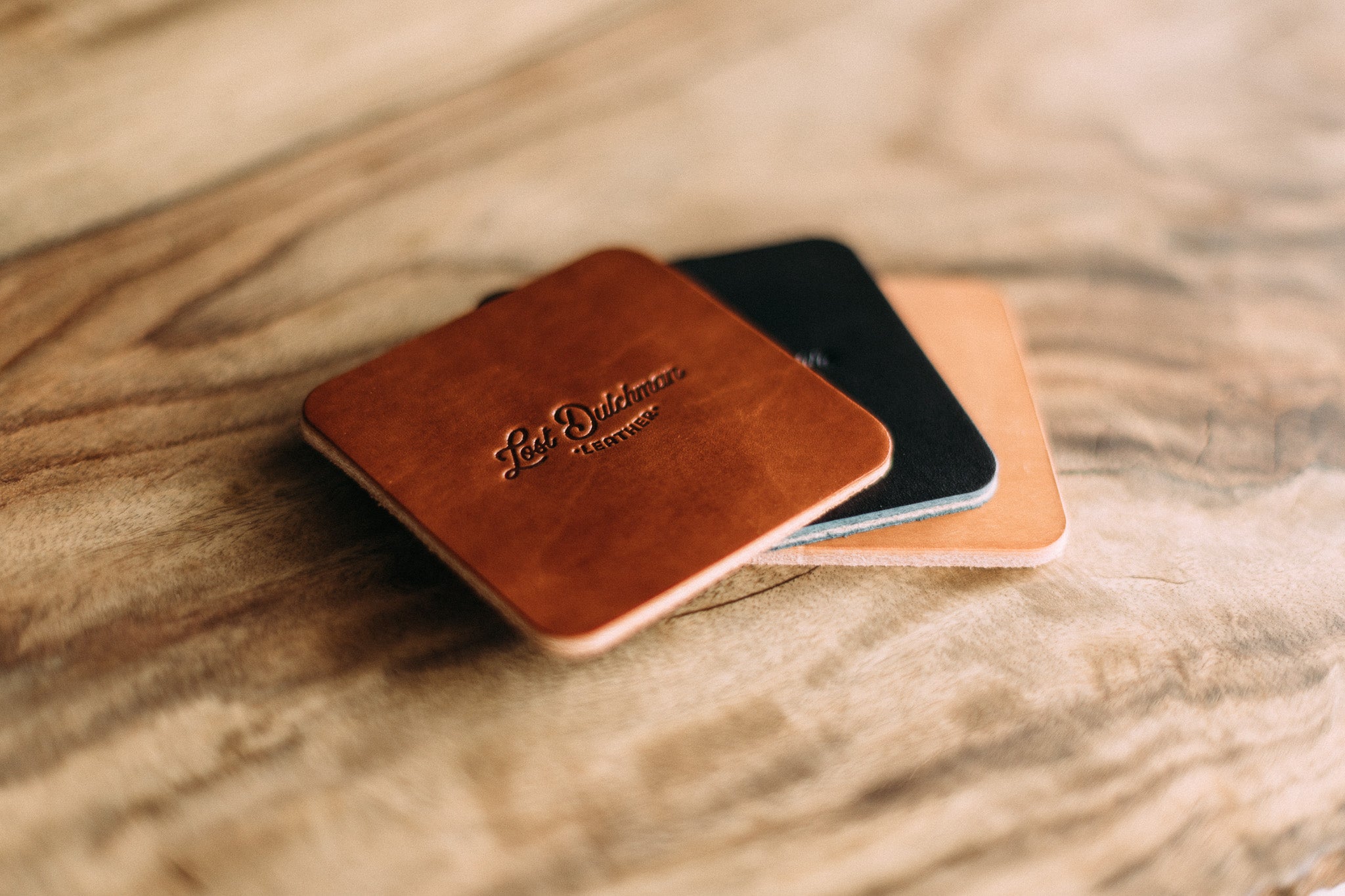 Leather Coasters - Lost Dutchman Leather handmade leather wallets