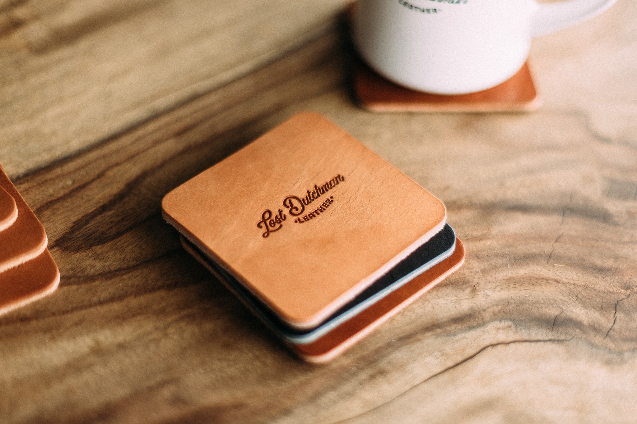 Leather Coasters - Lost Dutchman Leather handmade leather wallets