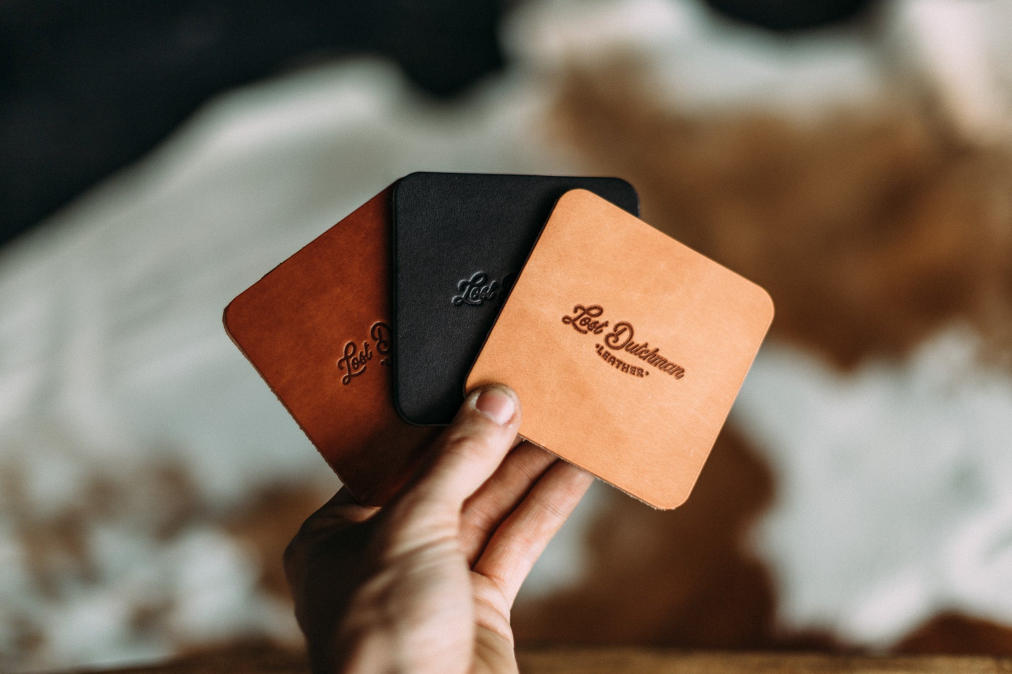 Leather Coasters - Lost Dutchman Leather handmade leather wallets