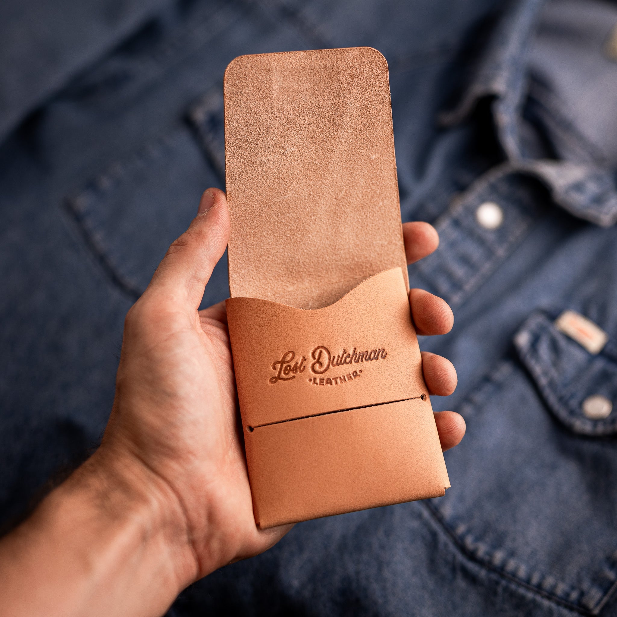 Natural Veg Tan Franklin 2 - Lost Dutchman Leather handmade leather wallets