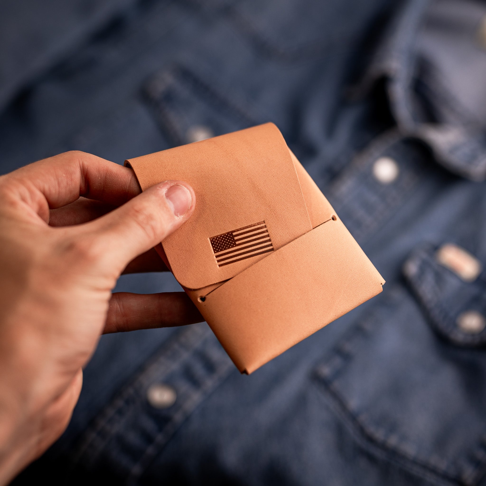 Natural Veg Tan Franklin 2 - Lost Dutchman Leather handmade leather wallets