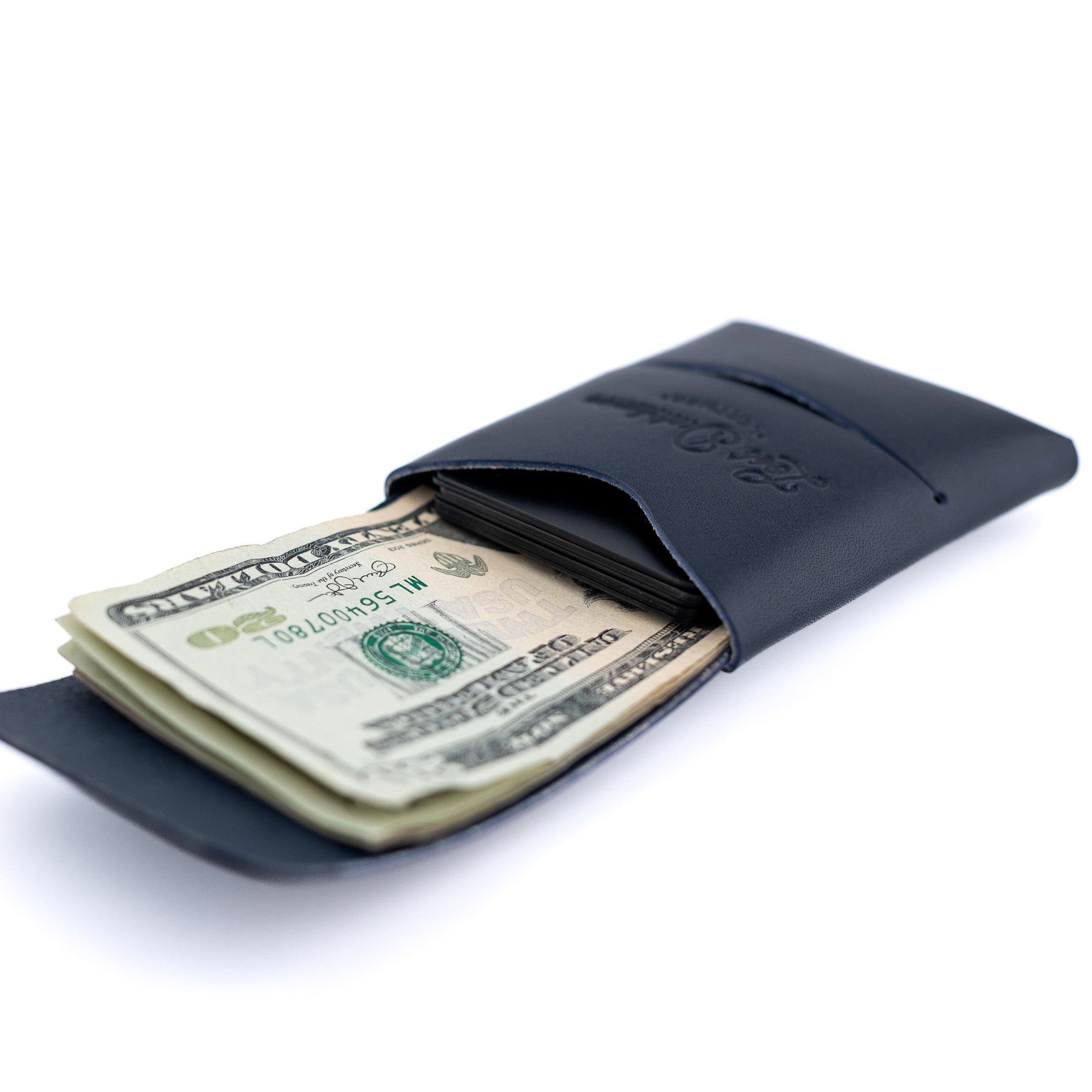The Franklin – Navy - Lost Dutchman Leather handmade leather wallets