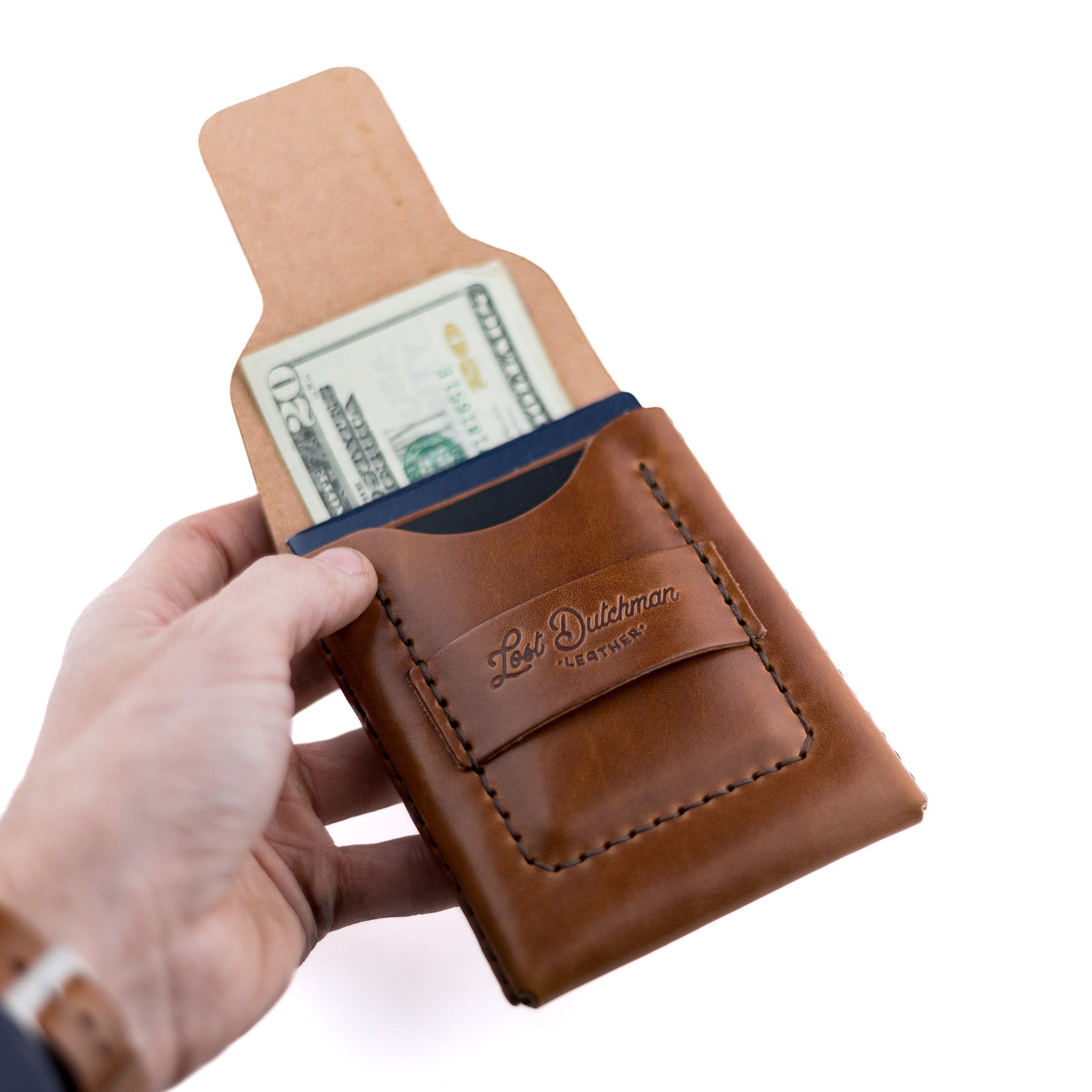 The Huckleberry (standard) – Brown - Lost Dutchman Leather handmade leather wallets