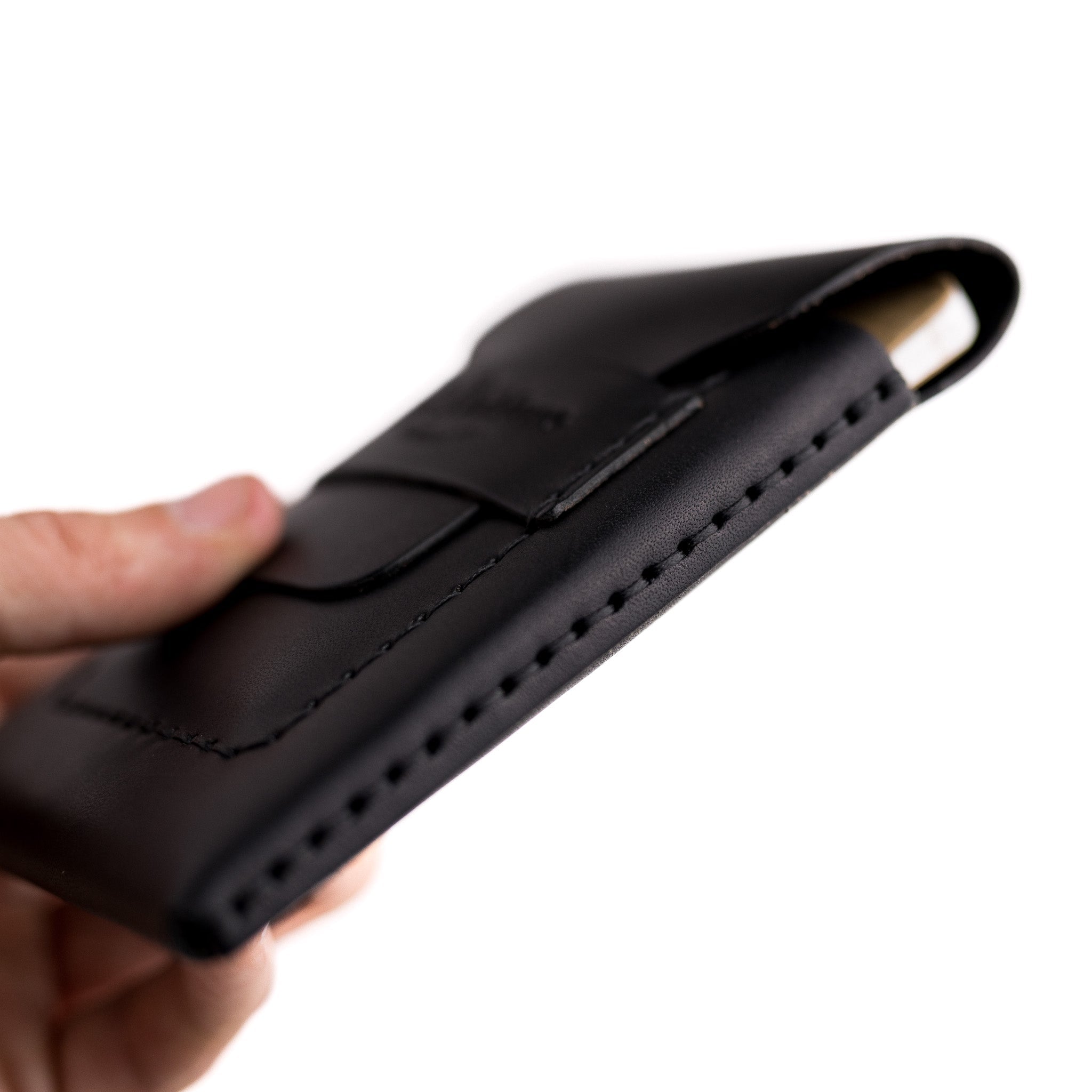 The Huckleberry (Tall) – Black - Lost Dutchman Leather handmade leather wallets