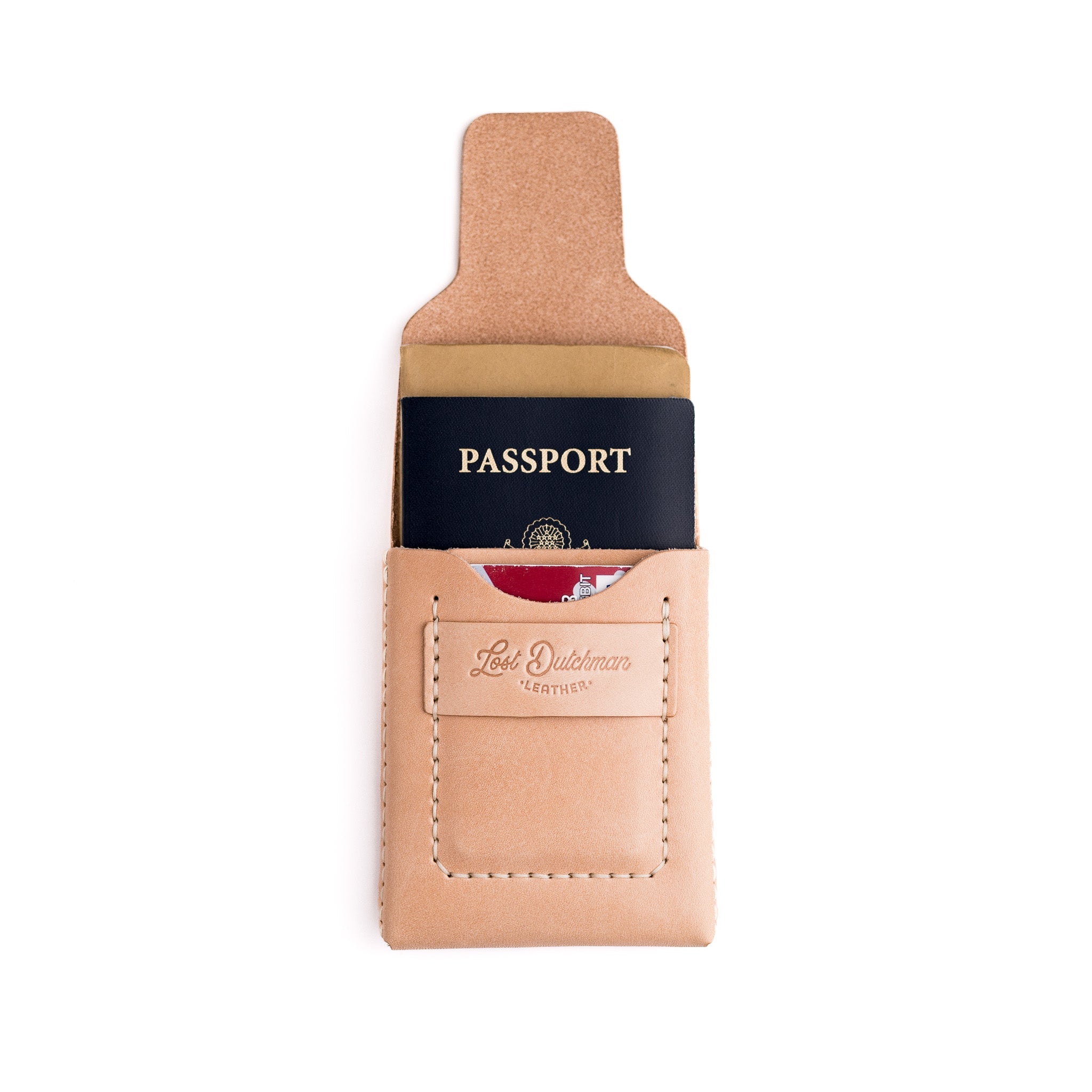 The Huckleberry (tall) – Russet - Lost Dutchman Leather handmade leather wallets