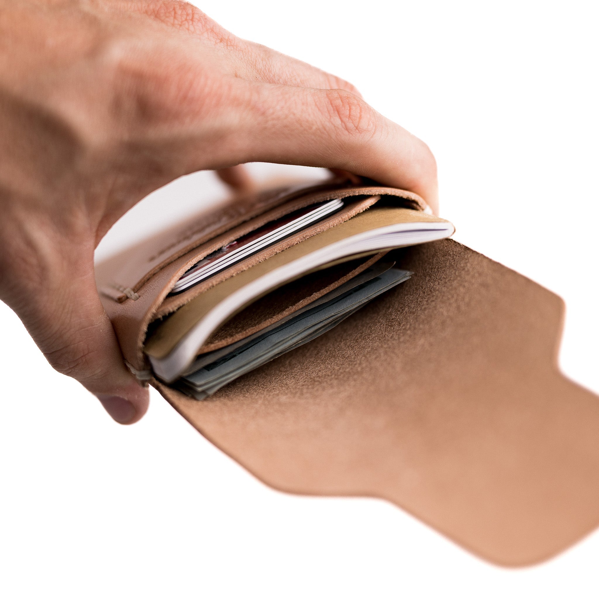 The Huckleberry (tall) – Russet - Lost Dutchman Leather handmade leather wallets