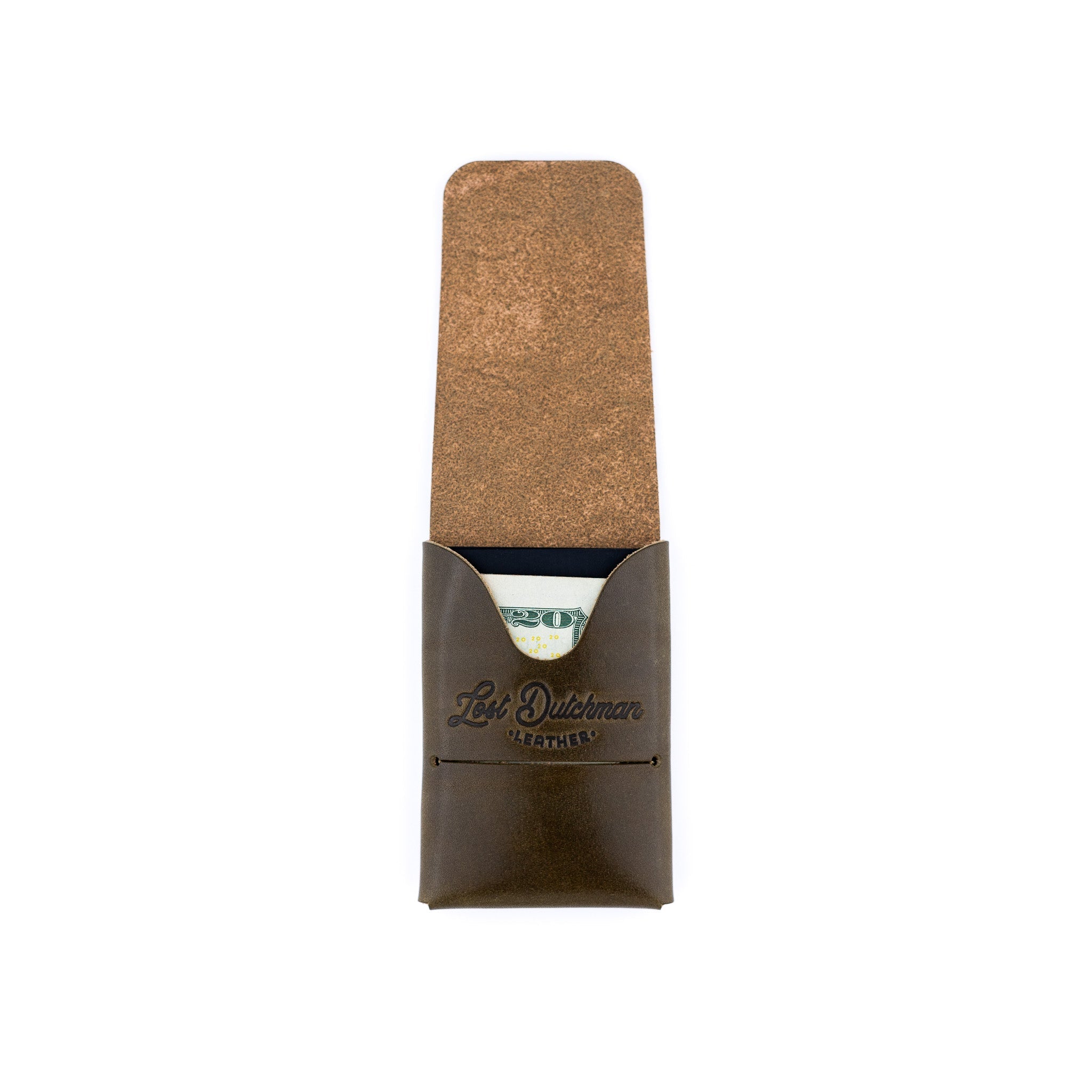 The Mini Franklin – Olive - Lost Dutchman Leather handmade leather wallets