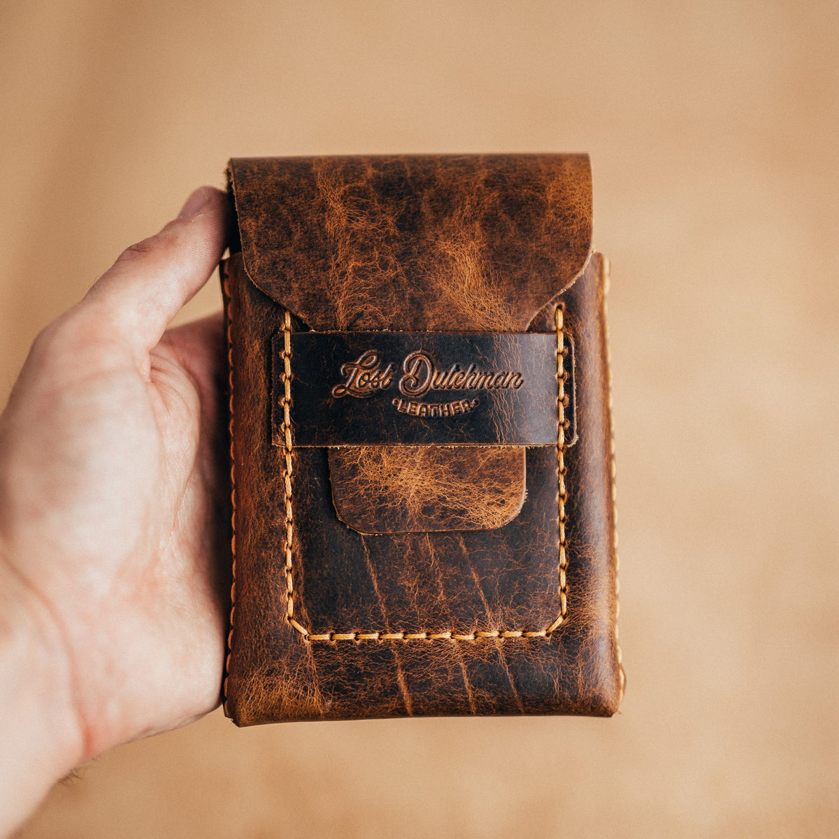 American Bison Huckleberry Tall - Lost Dutchman Leather handmade leather wallets
