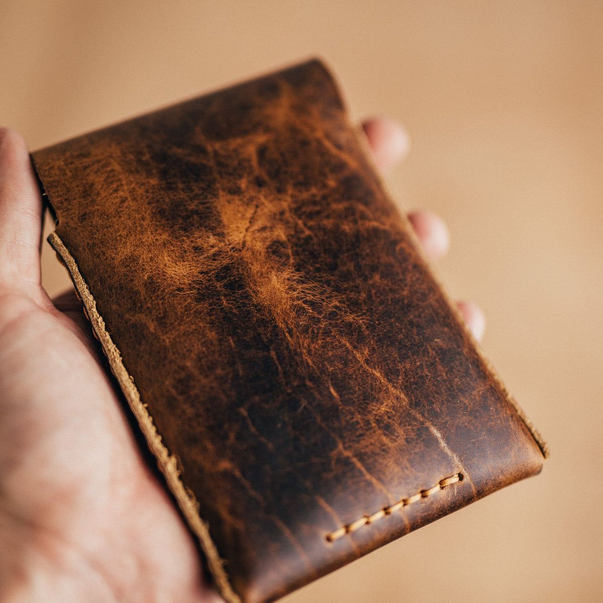 American Bison Huckleberry Tall - Lost Dutchman Leather handmade leather wallets