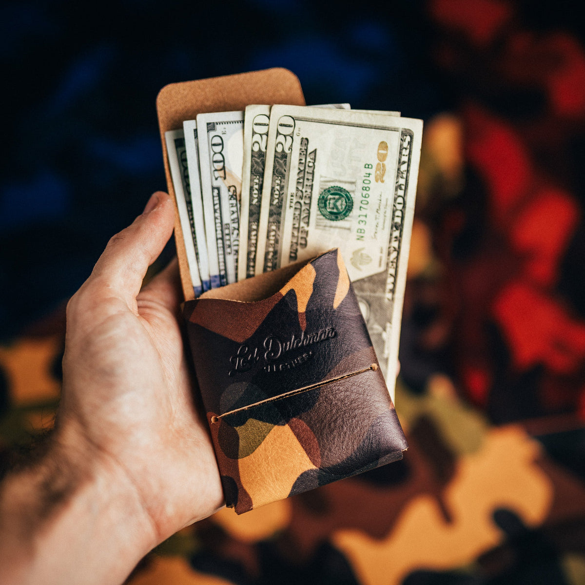 Camo Franklin 2 - Lost Dutchman Leather handmade leather wallets