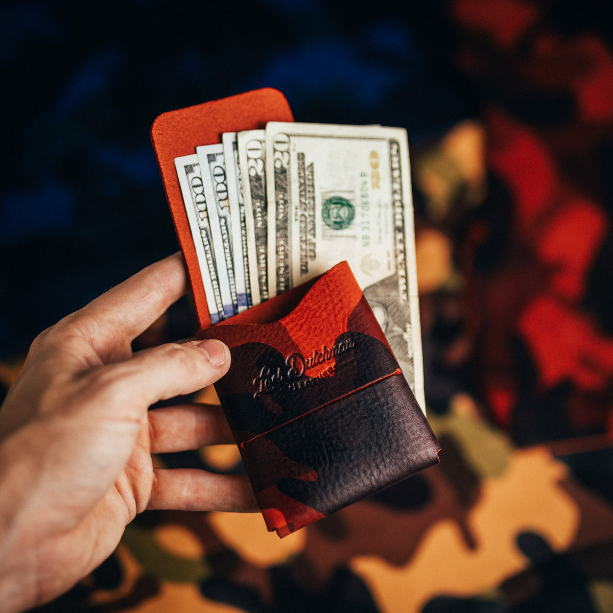 Camo Franklin 2 - Lost Dutchman Leather handmade leather wallets