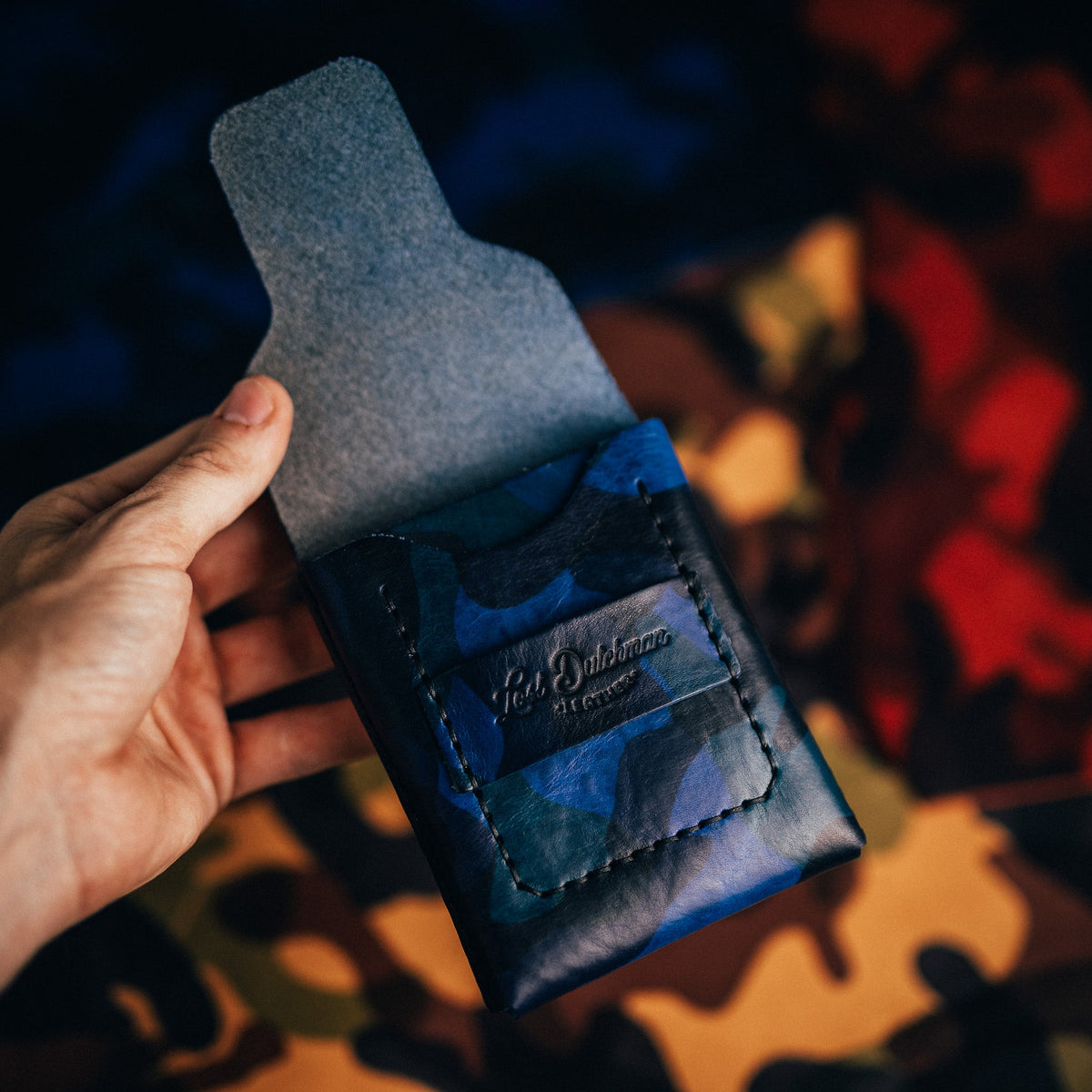 Camo Huckleberry Standard - Lost Dutchman Leather handmade leather wallets