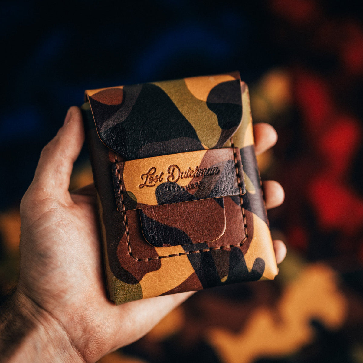 Camo Huckleberry Standard - Lost Dutchman Leather handmade leather wallets