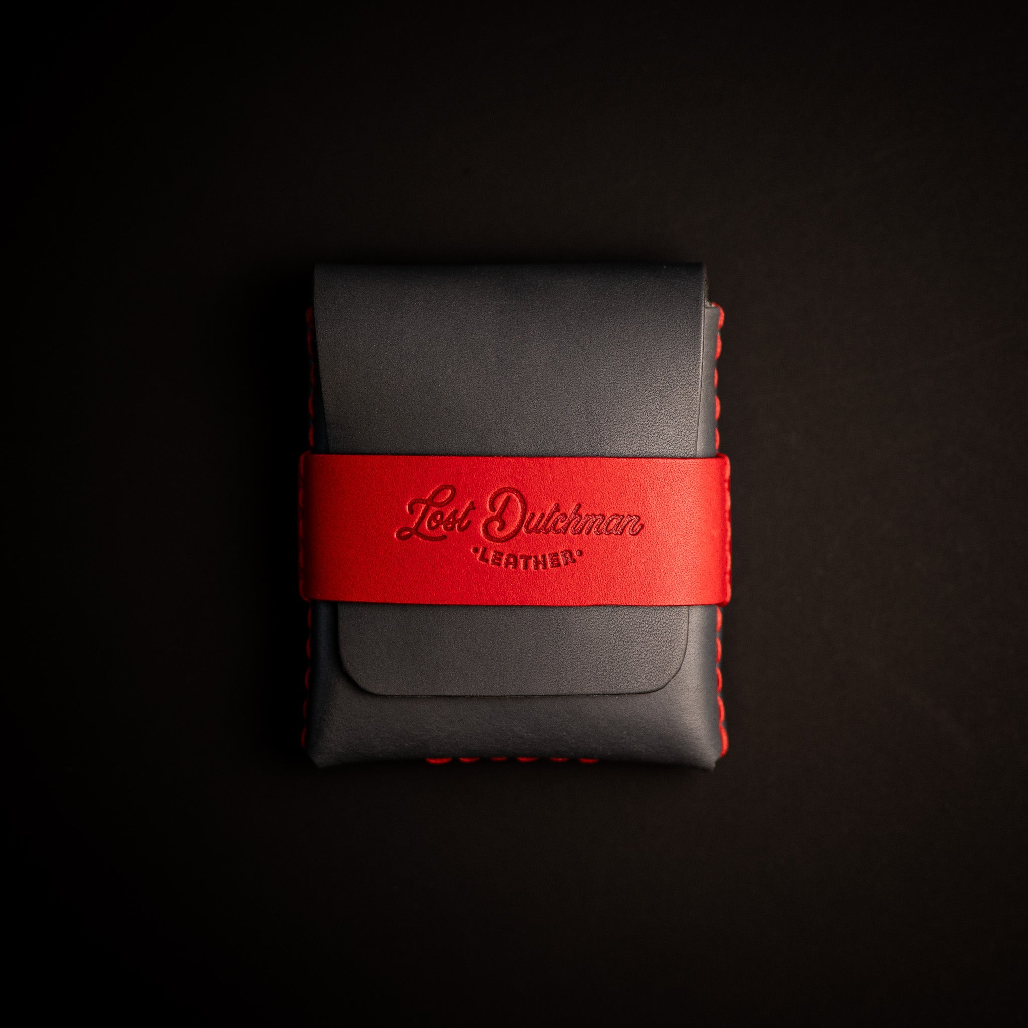 Grey and Red Big Finn - Lost Dutchman Leather handmade leather wallets