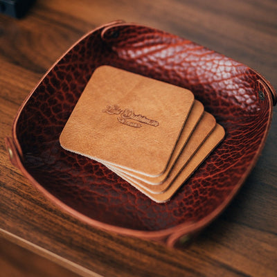 Horween Coaster Set - Lost Dutchman Leather handmade leather wallets