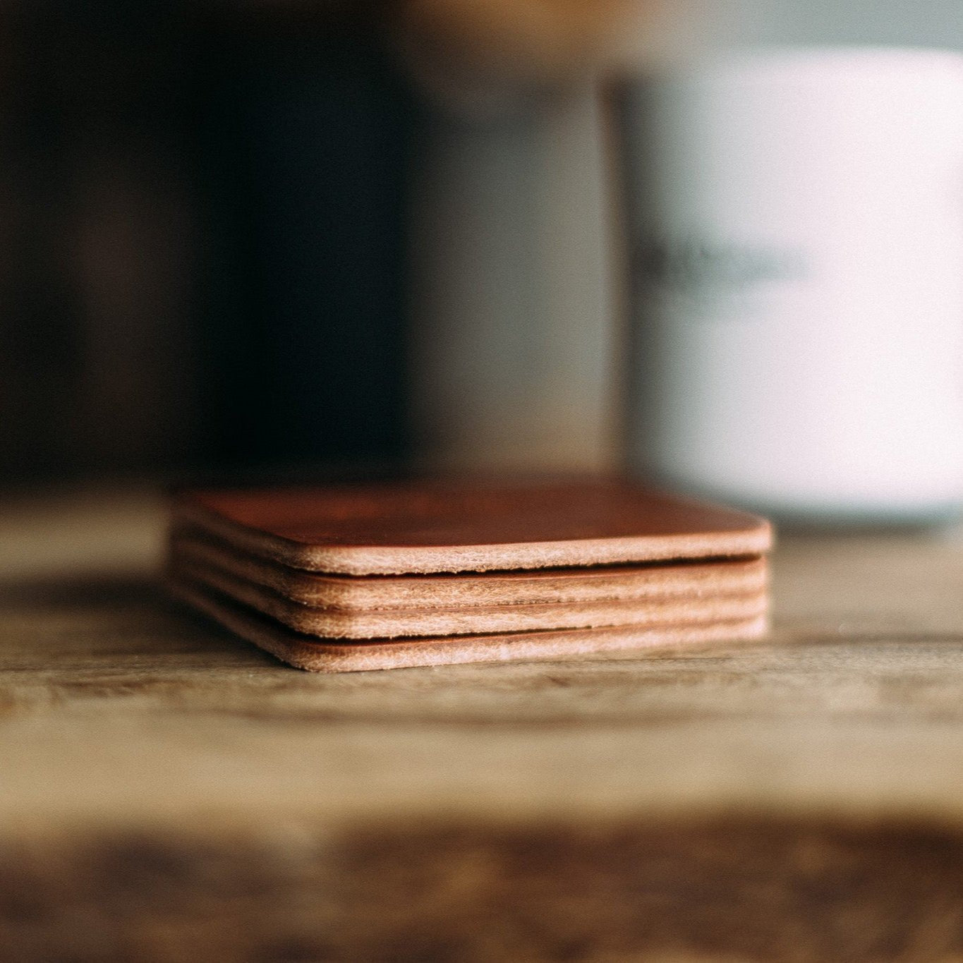 Leather Coasters - Brown - Lost Dutchman Leather handmade leather wallets