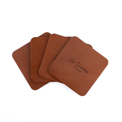 Leather Coasters - Brown - Lost Dutchman Leather handmade leather wallets