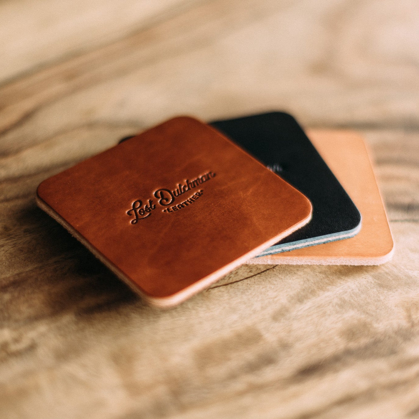 Leather Coasters - Lost Dutchman Leather handmade leather wallets
