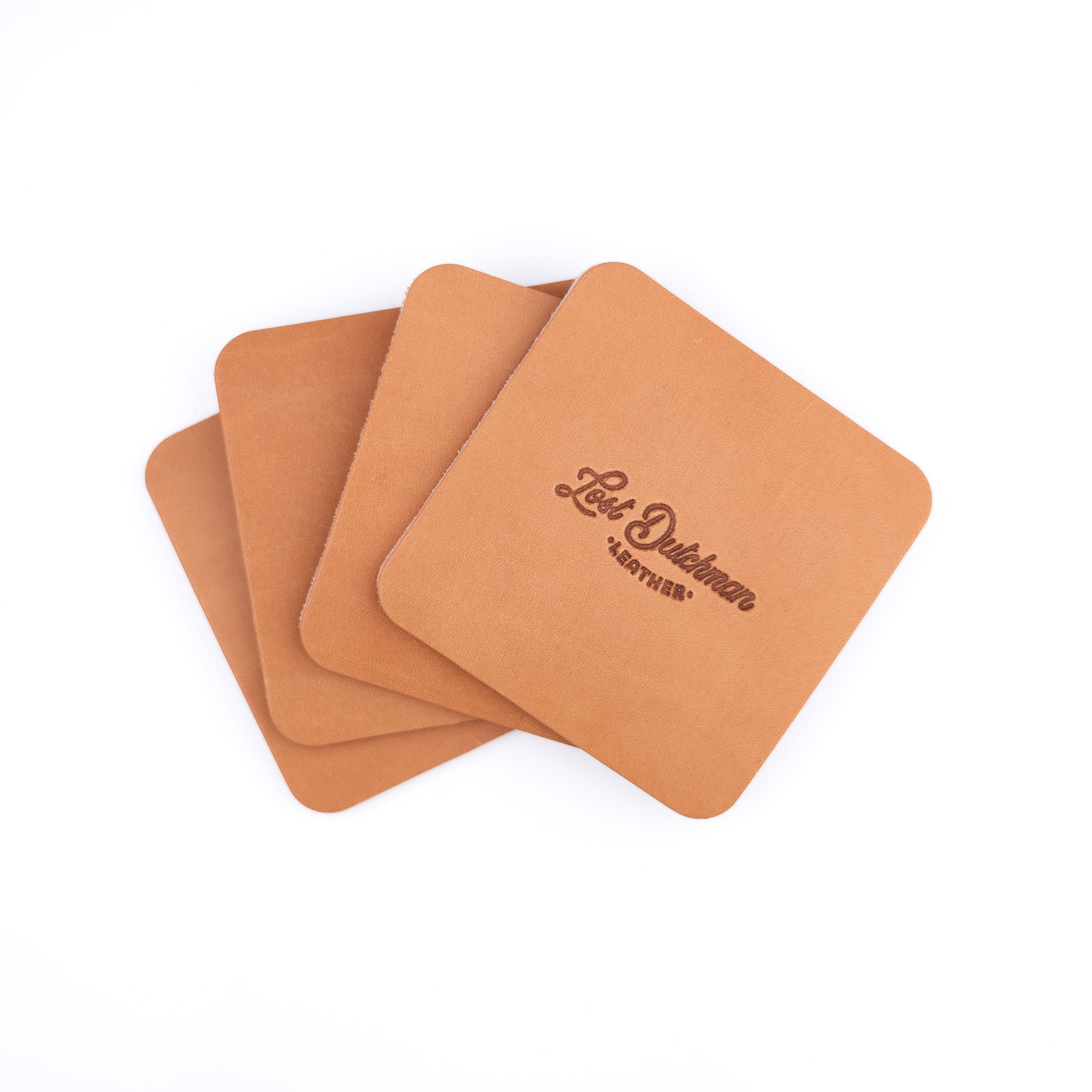 Leather Coasters - Russet - Lost Dutchman Leather handmade leather wallets