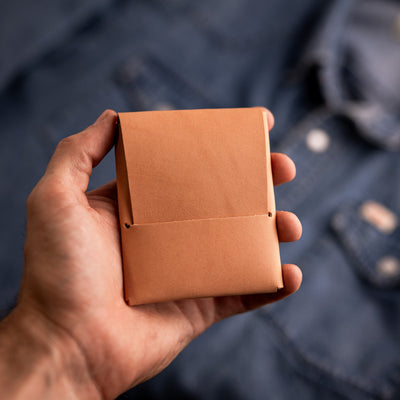 Natural Veg Tan Franklin 2 - Lost Dutchman Leather handmade leather wallets