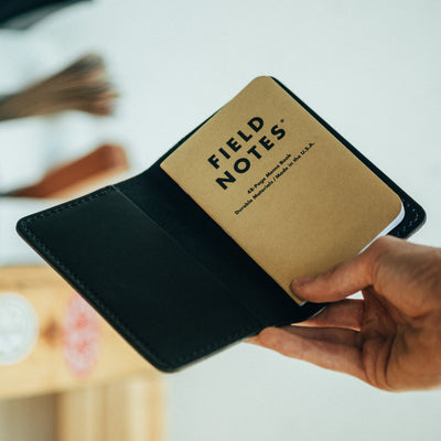 Notebook/Passport Cover – Black - Lost Dutchman Leather handmade leather wallets