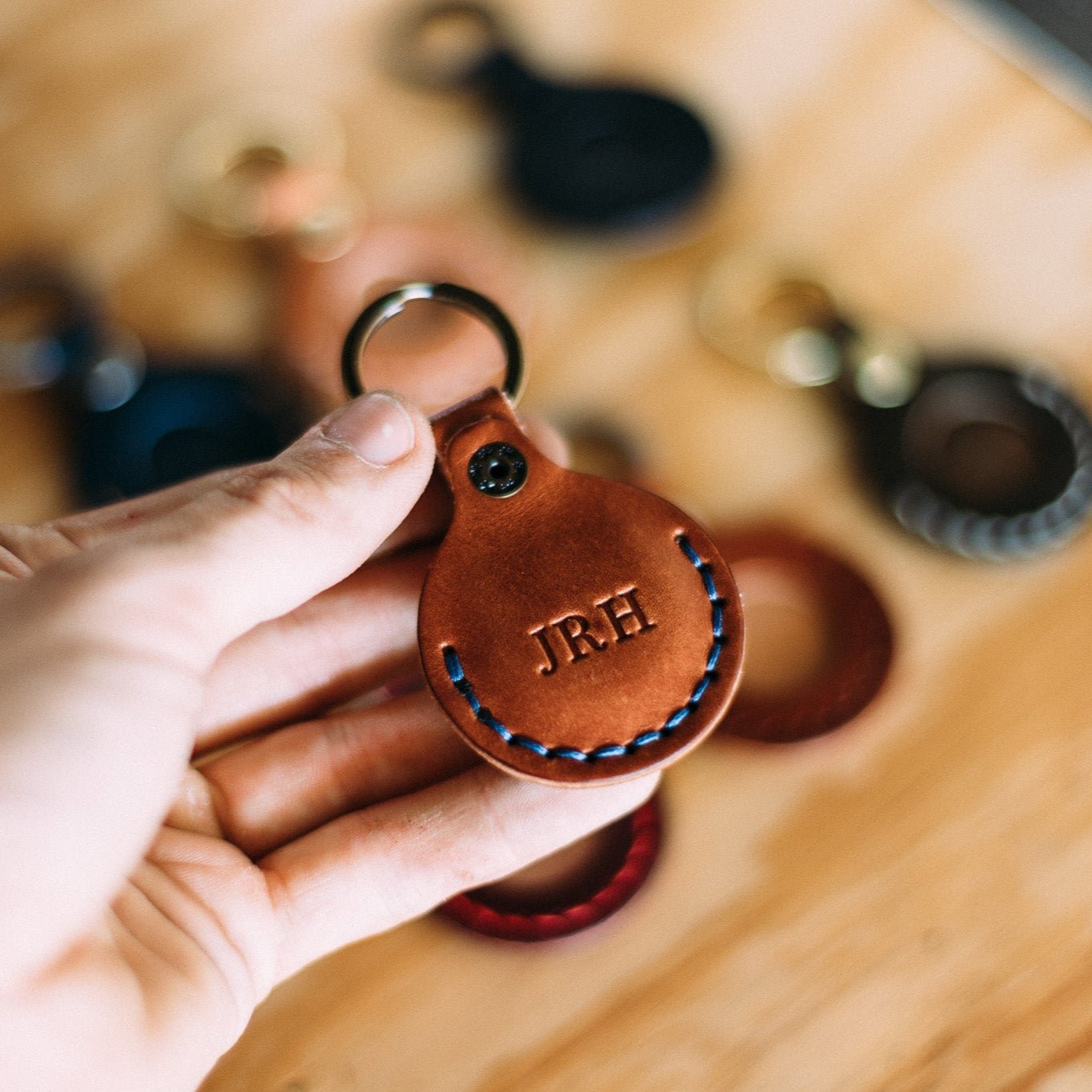 The AirTag Keyring - Brown - Lost Dutchman Leather handmade leather wallets