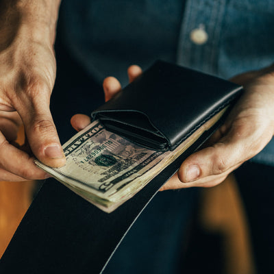 The Cash Finn – Black - Lost Dutchman Leather handmade leather wallets
