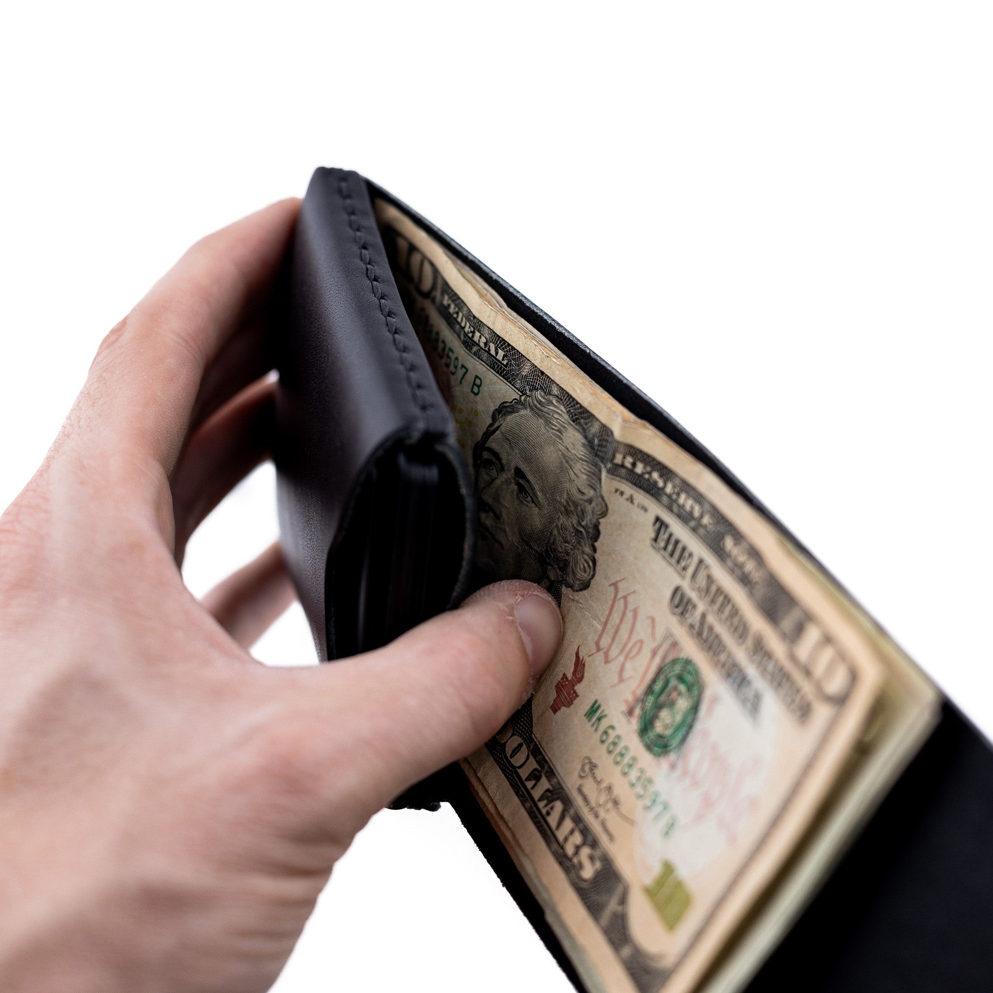The Cash Finn – Black - Lost Dutchman Leather handmade leather wallets