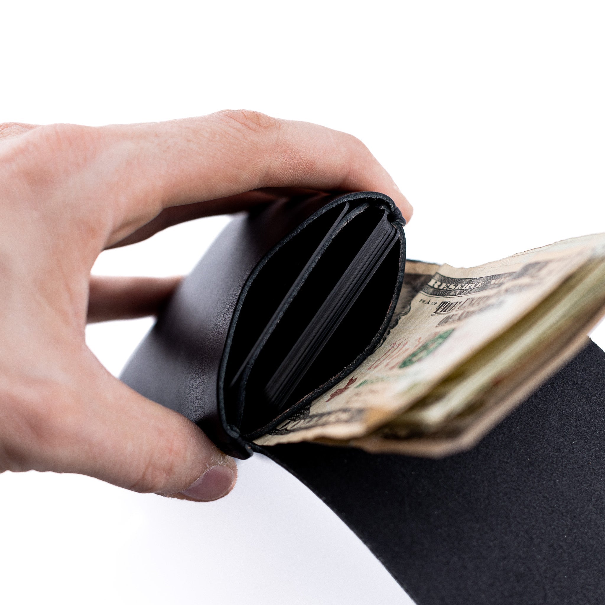 The Cash Finn – Black - Lost Dutchman Leather handmade leather wallets