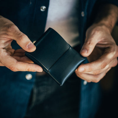 The Franklin – Navy - Lost Dutchman Leather handmade leather wallets