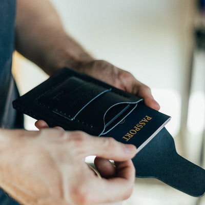 The Huckleberry (standard) – Black - Lost Dutchman Leather handmade leather wallets