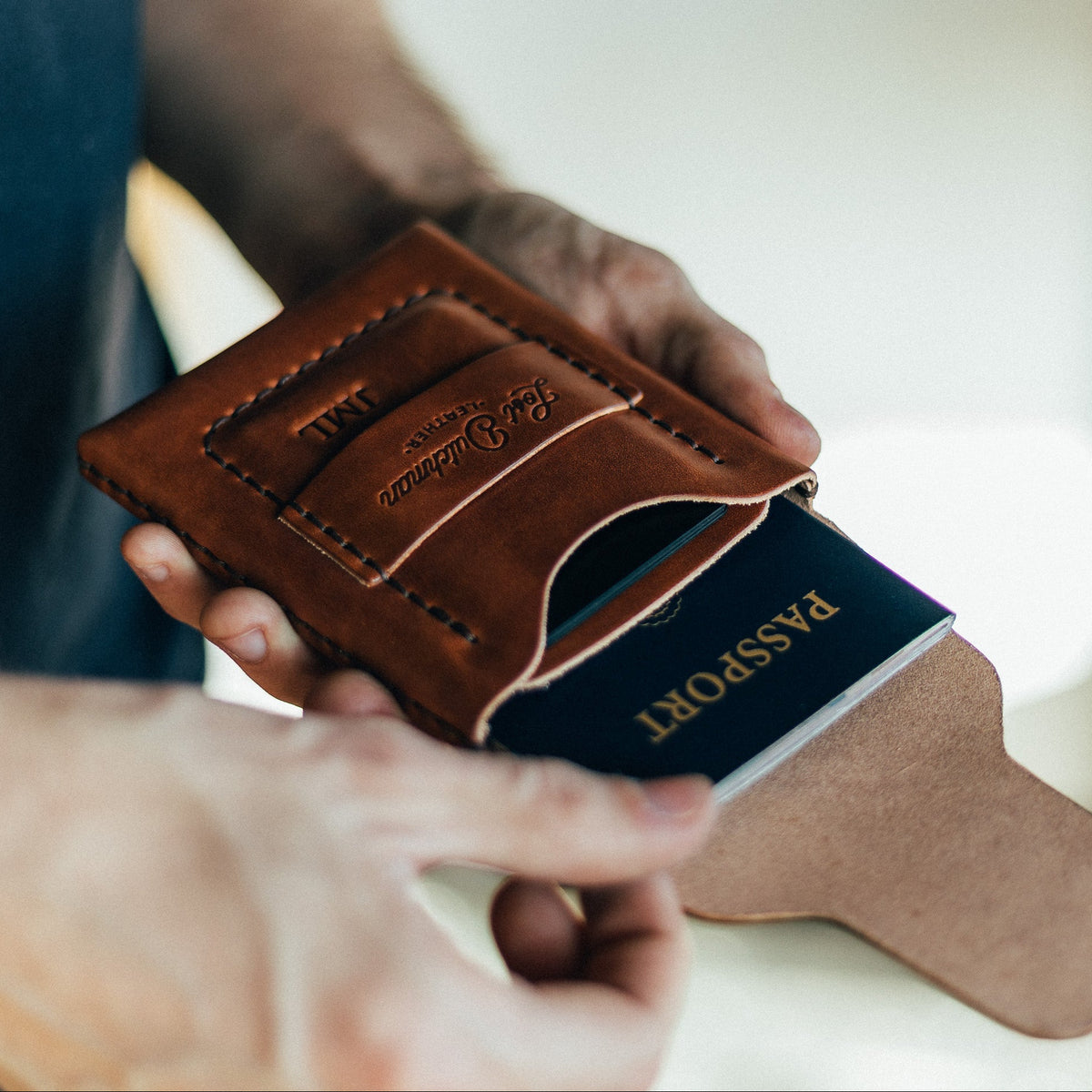 The Huckleberry (standard) – Brown - Lost Dutchman Leather handmade leather wallets