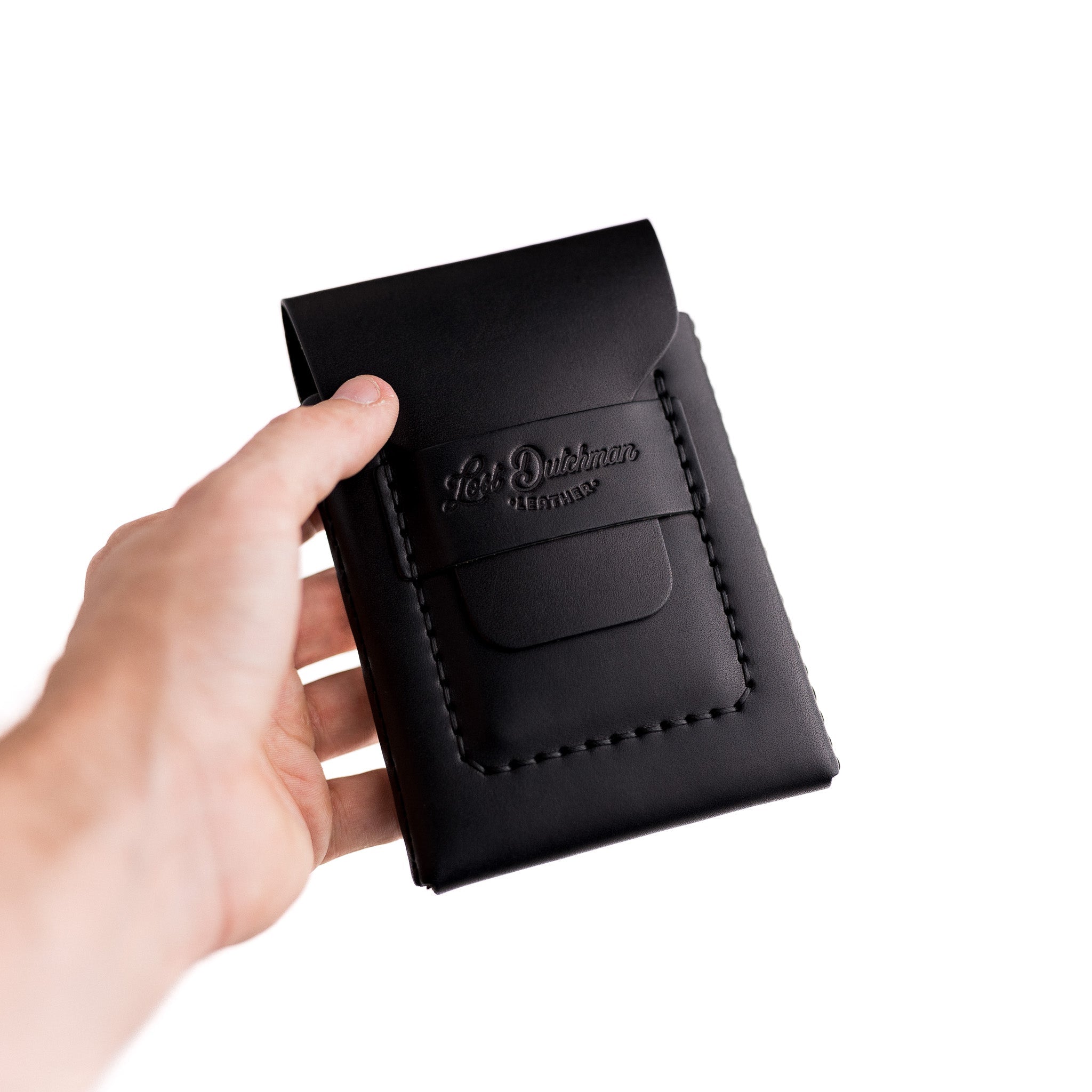 The Huckleberry (Tall) – Black - Lost Dutchman Leather handmade leather wallets