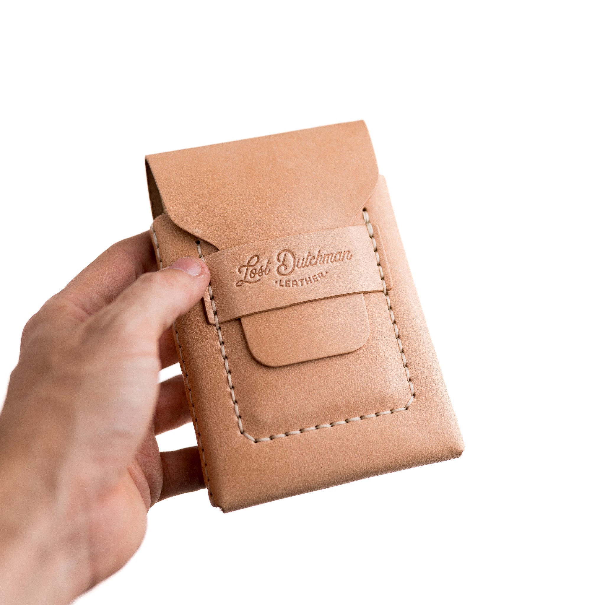 The Huckleberry (tall) – Russet - Lost Dutchman Leather handmade leather wallets