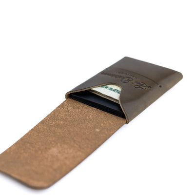 The Mini Franklin – Olive - Lost Dutchman Leather handmade leather wallets