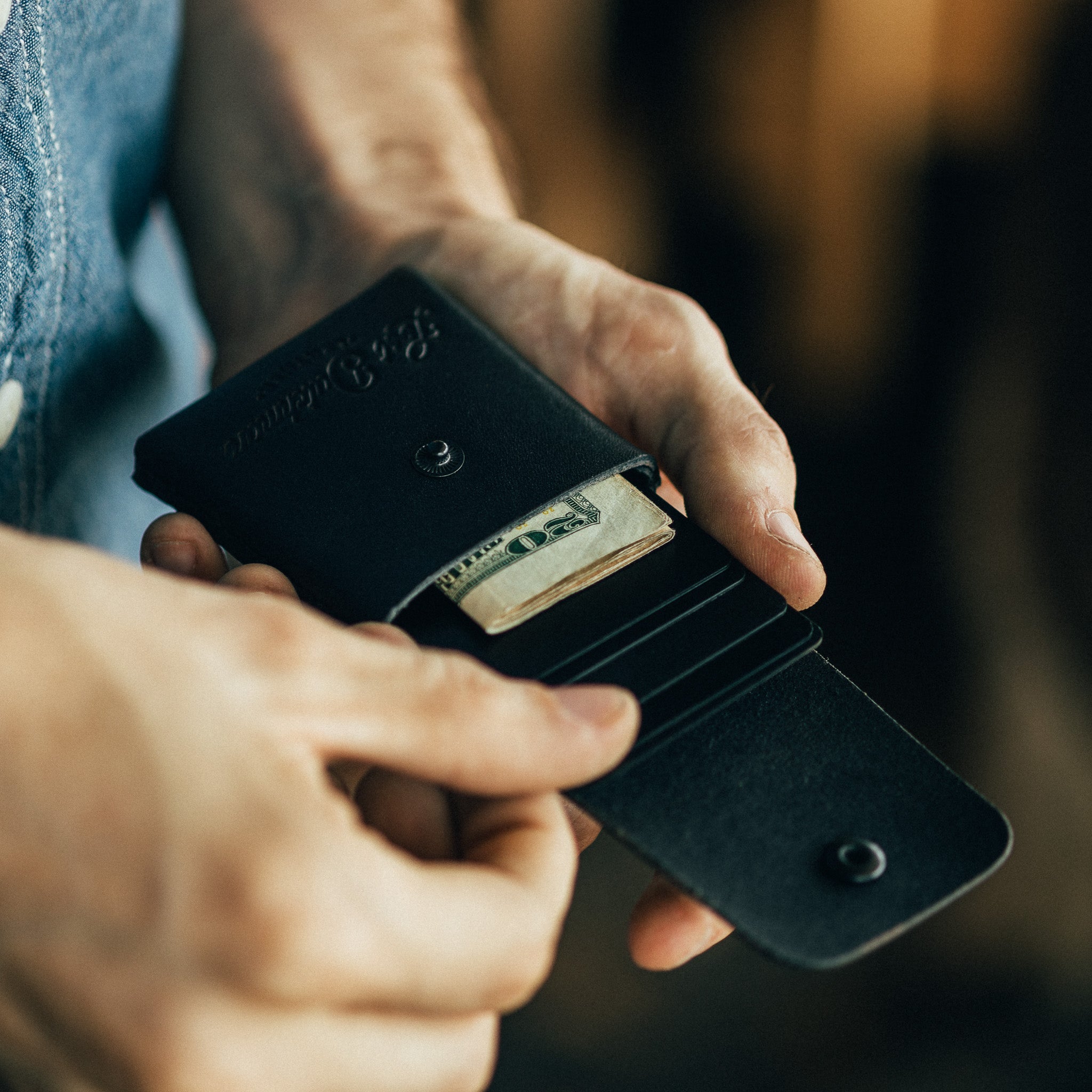 The Snap Finn – Black - Lost Dutchman Leather handmade leather wallets