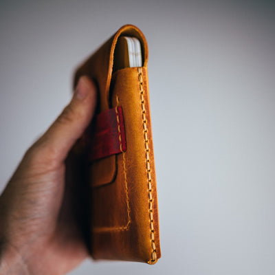 Waxy Pull-up Tall Huckleberry - Lost Dutchman Leather handmade leather wallets