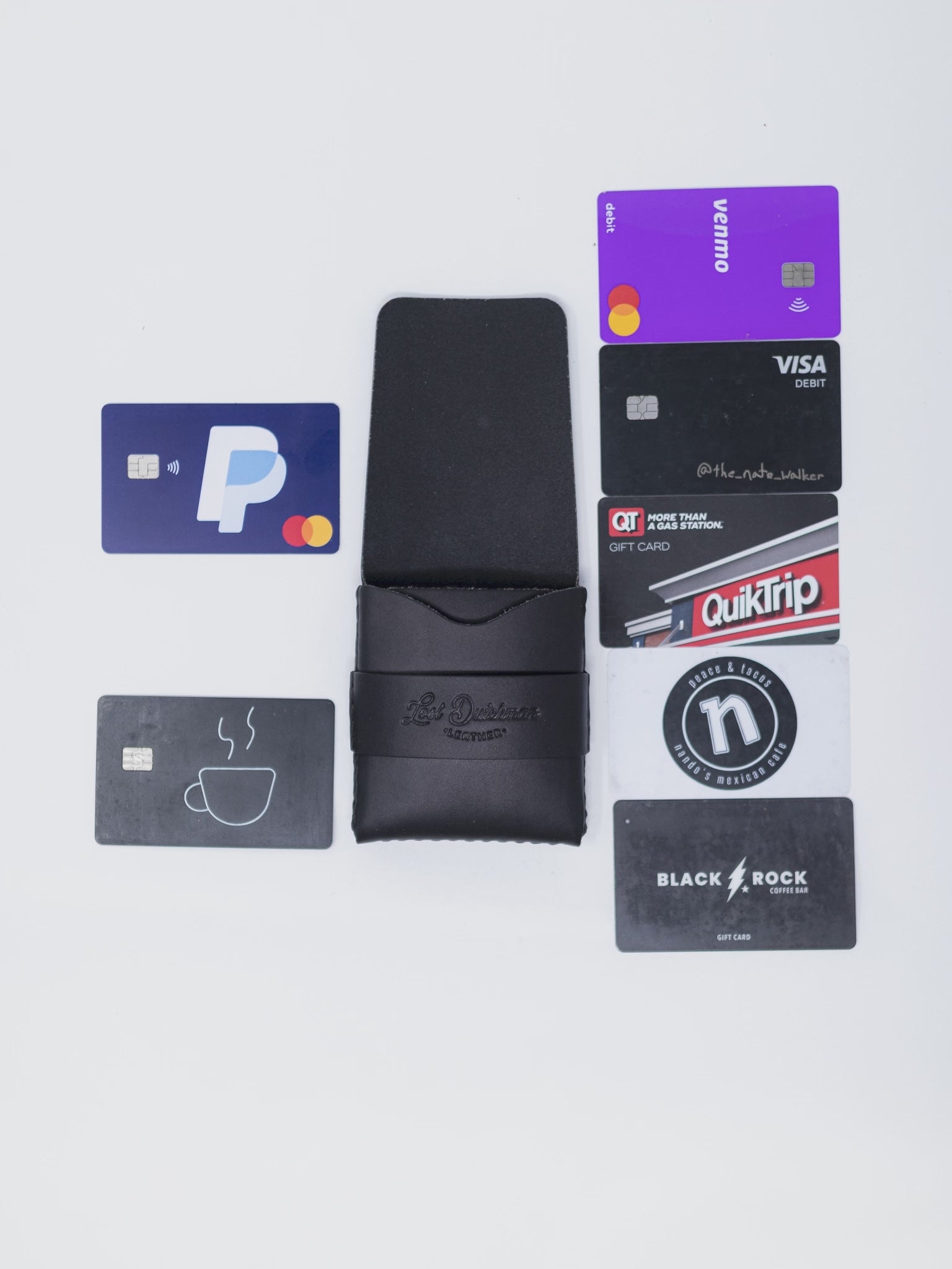 Handmade Leather Card Holder - The Finnigan Wallet Black / Navy