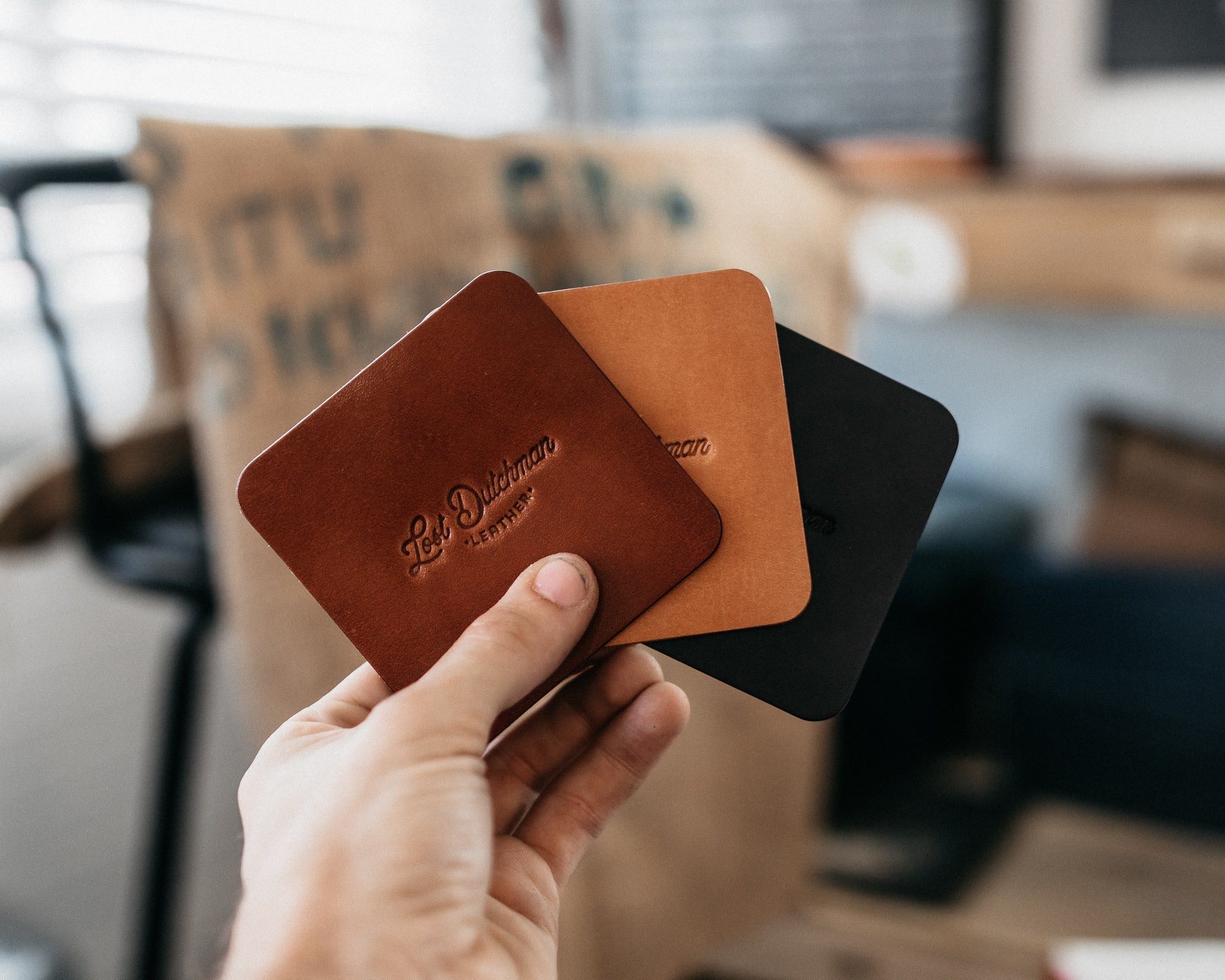 Leather Coasters - Lost Dutchman Leather handmade leather wallets