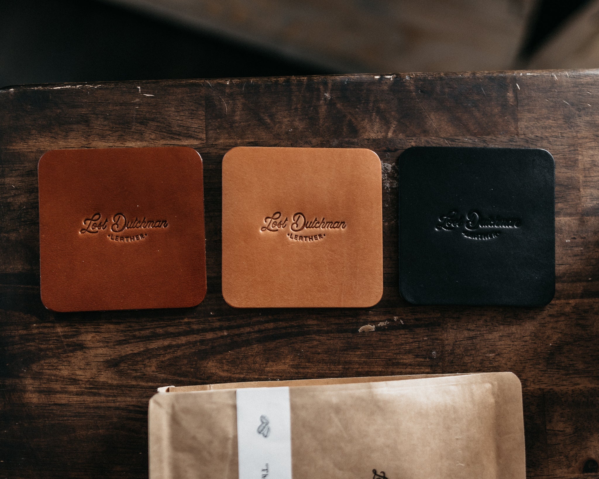 Leather Coasters - Lost Dutchman Leather handmade leather wallets