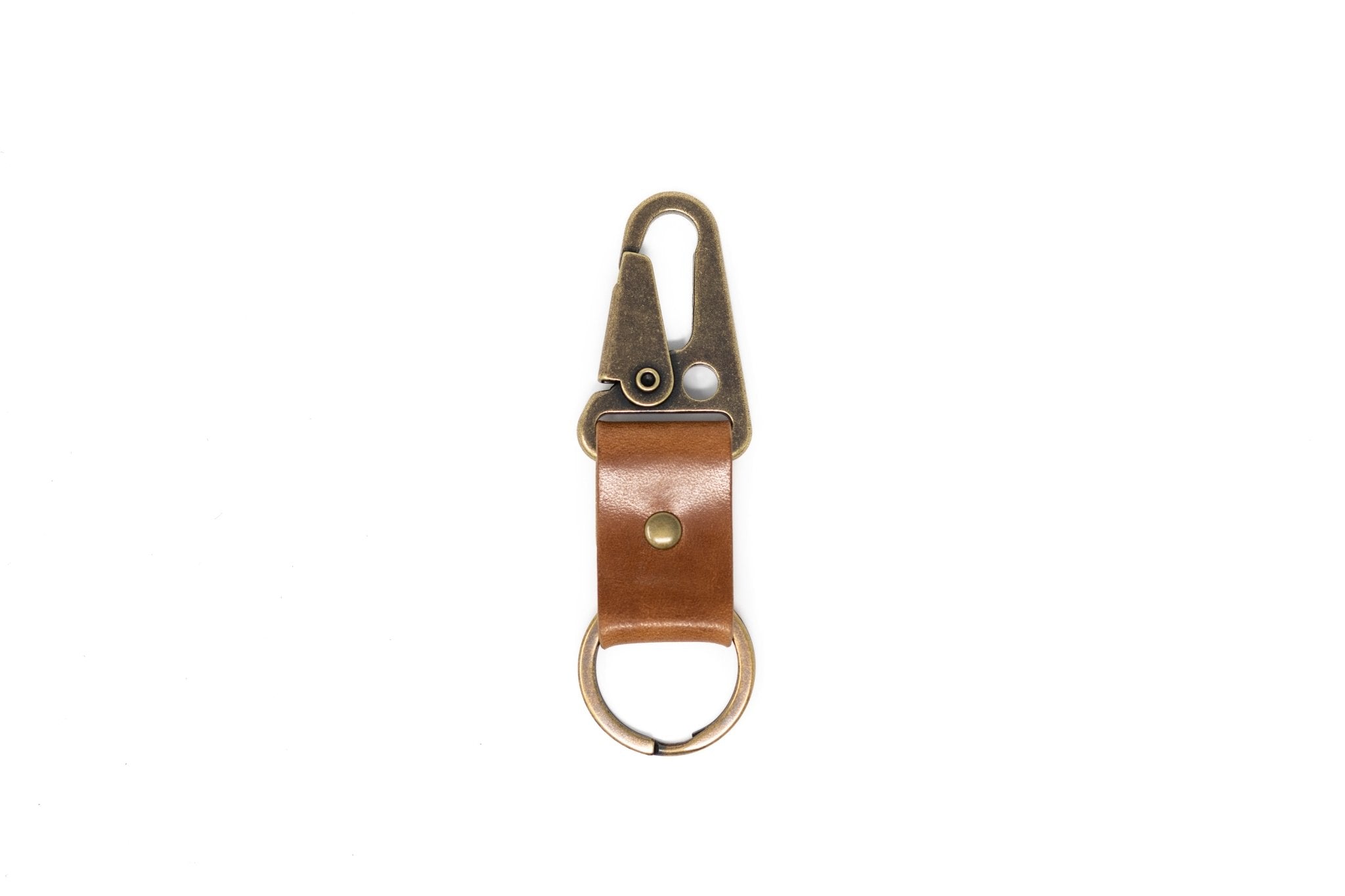 Leather Keychain - Lost Dutchman Leather Olive / Raw Brass